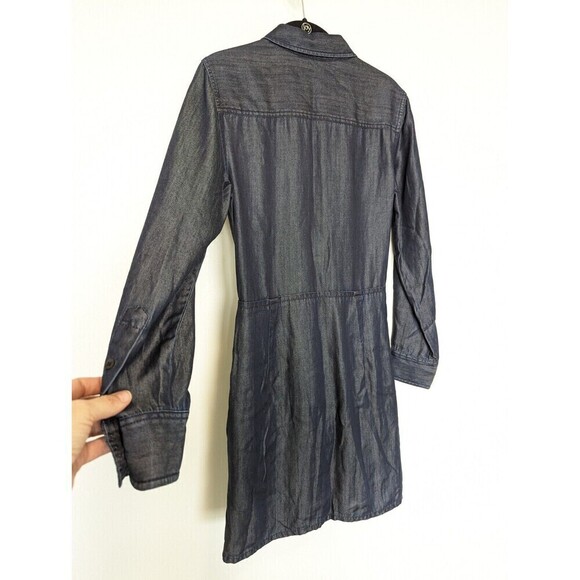 Club Monaco Ladore Tie Front Dress Women Size 4 Dark Blue Chambray Western Rodeo - Picture 8 of 12